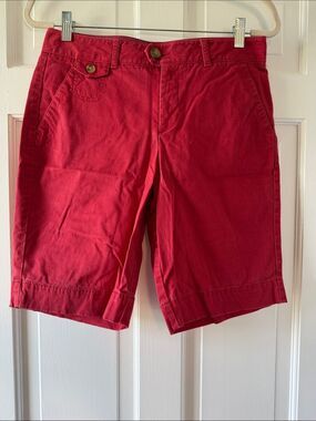 DOCKERS NANTUCKET RED DARK PINK COTTON LONG INSEAM BERMUDA SHORTS SIZE 6